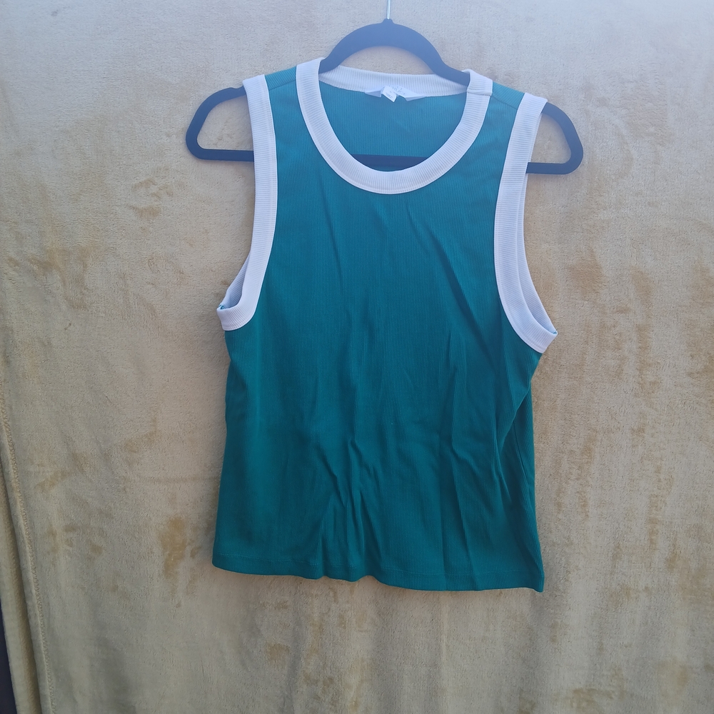 Sleeveless Green and White Women's Top
